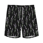 Lavender Flowers Pattern Print Men's Sports Shorts