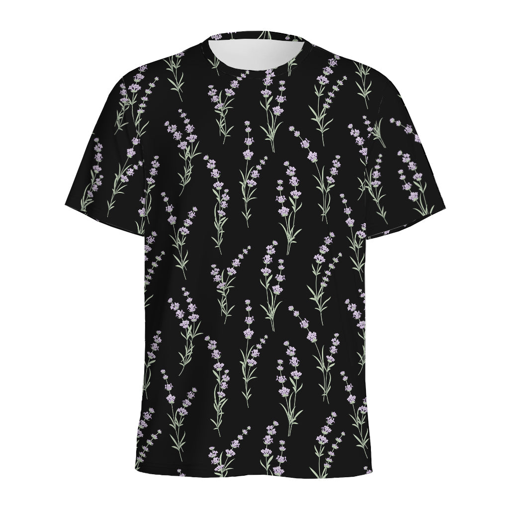 Lavender Flowers Pattern Print Men's Sports T-Shirt