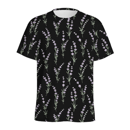 Lavender Flowers Pattern Print Men's Sports T-Shirt