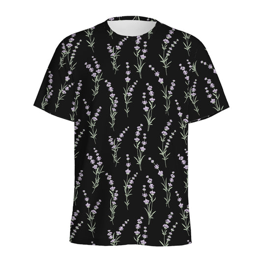 Lavender Flowers Pattern Print Men's Sports T-Shirt