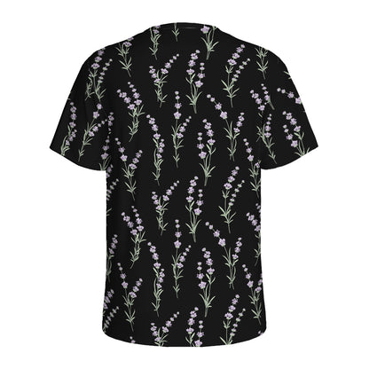 Lavender Flowers Pattern Print Men's Sports T-Shirt