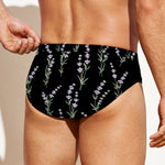 Lavender Flowers Pattern Print Men's Swim Briefs