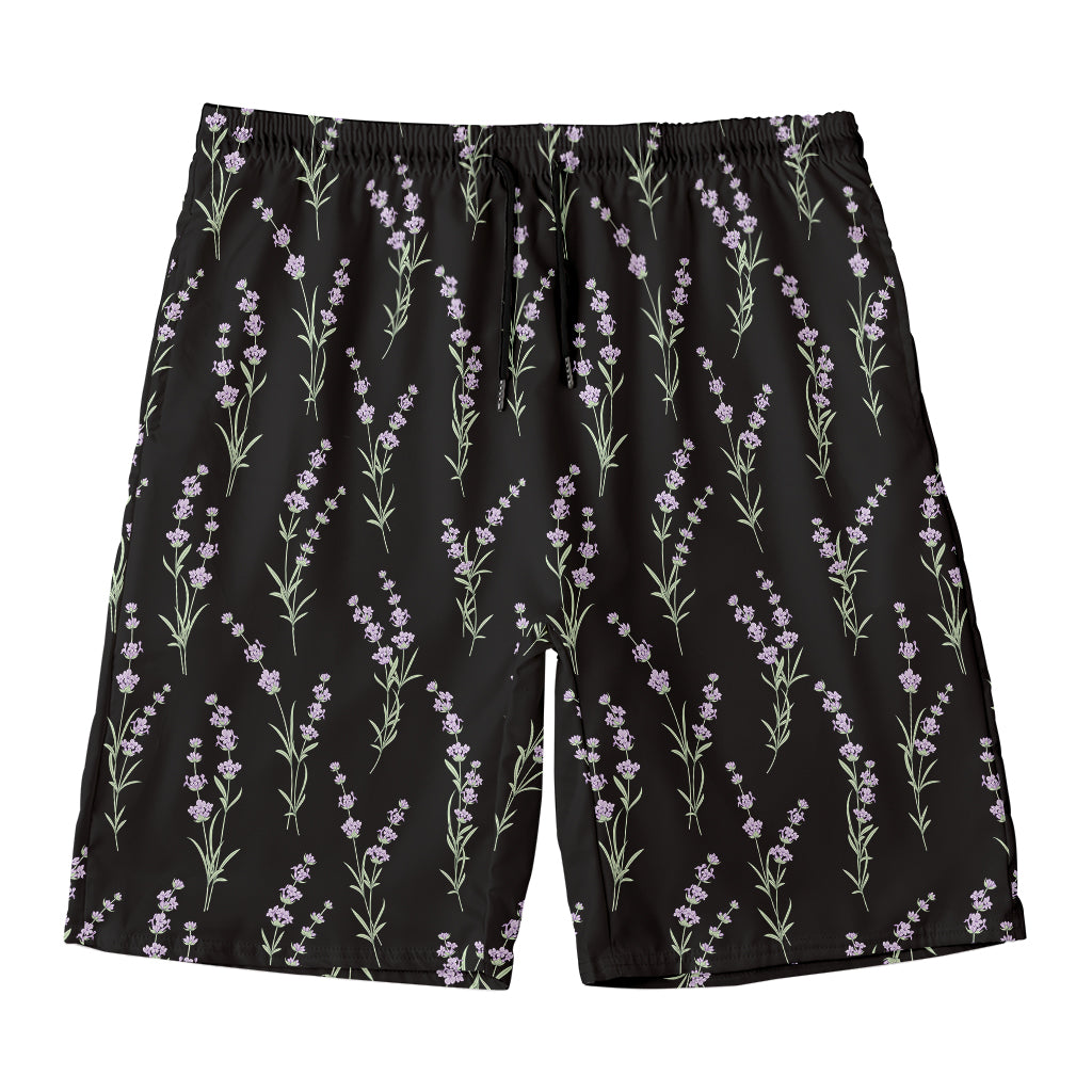 Lavender Flowers Pattern Print Men's Swim Trunks