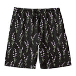 Lavender Flowers Pattern Print Men's Swim Trunks