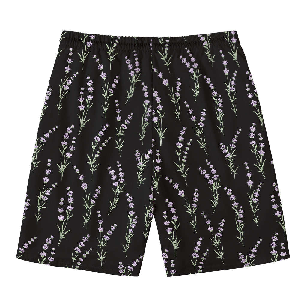 Lavender Flowers Pattern Print Men's Swim Trunks