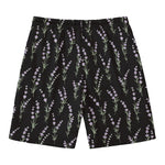 Lavender Flowers Pattern Print Men's Swim Trunks