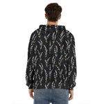 Lavender Flowers Pattern Print Men's Velvet Pullover Hoodie
