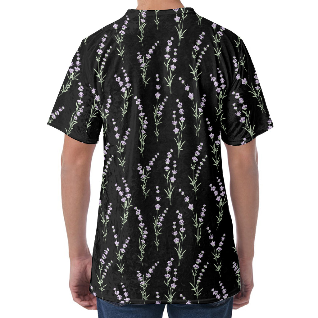 Lavender Flowers Pattern Print Men's Velvet T-Shirt