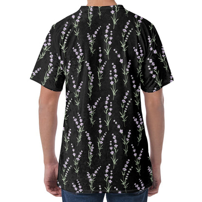 Lavender Flowers Pattern Print Men's Velvet T-Shirt