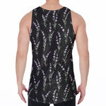 Lavender Flowers Pattern Print Men's Velvet Tank Top