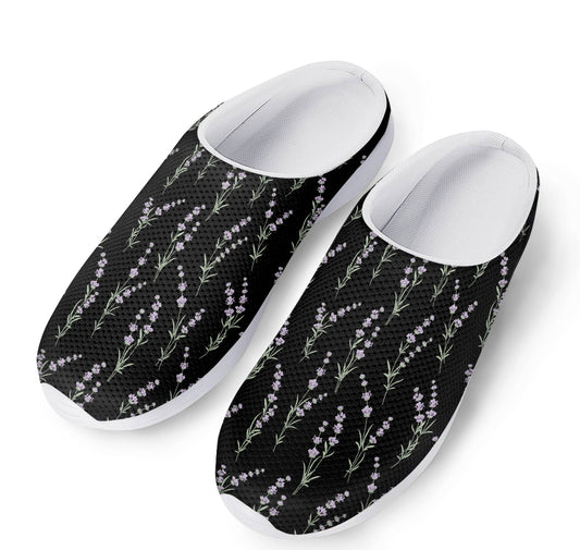 Lavender Flowers Pattern Print Mesh Casual Shoes