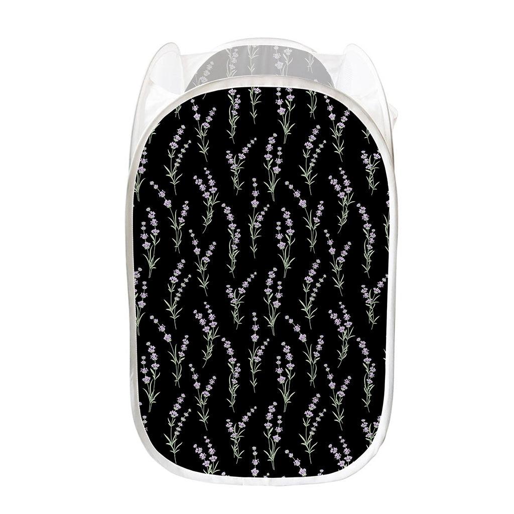 Lavender Flowers Pattern Print Mesh Laundry Hamper