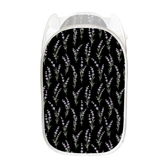 Lavender Flowers Pattern Print Mesh Laundry Hamper