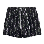 Lavender Flowers Pattern Print Mesh Shorts