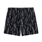 Lavender Flowers Pattern Print Mesh Shorts
