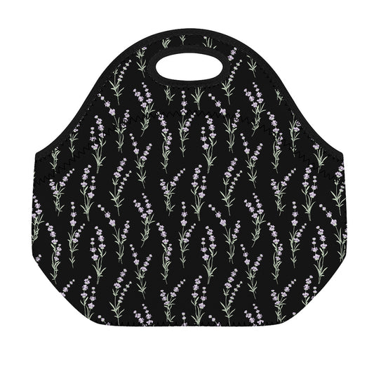 Lavender Flowers Pattern Print Neoprene Lunch Bag