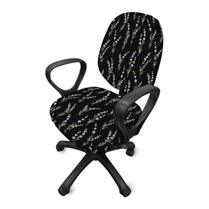 Lavender Flowers Pattern Print Office Chair Cover