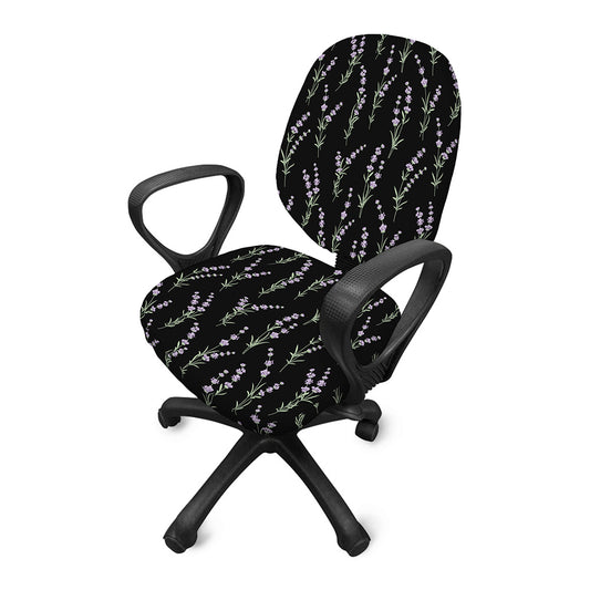 Lavender Flowers Pattern Print Office Chair Cover