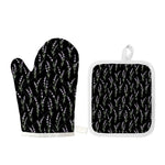 Lavender Flowers Pattern Print Oven Mitt And Pot Holder Set