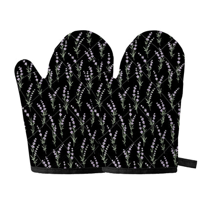 Lavender Flowers Pattern Print Oven Mitts