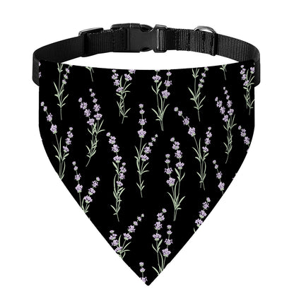 Lavender Flowers Pattern Print Over The Collar Dog Bandana
