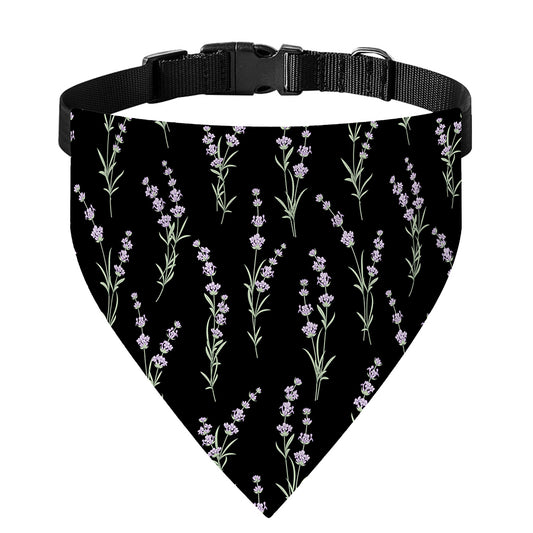 Lavender Flowers Pattern Print Over The Collar Dog Bandana