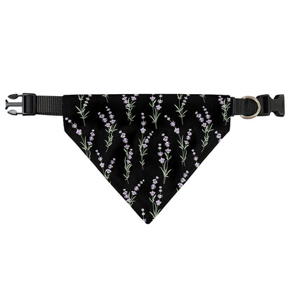 Lavender Flowers Pattern Print Over The Collar Dog Bandana