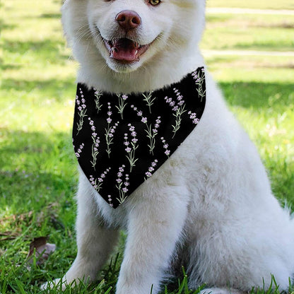 Lavender Flowers Pattern Print Over The Collar Dog Bandana