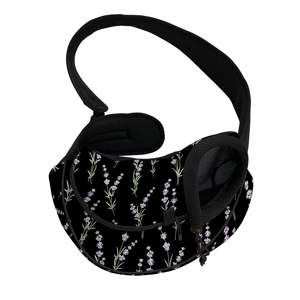 Lavender Flowers Pattern Print Pet Sling Carrier