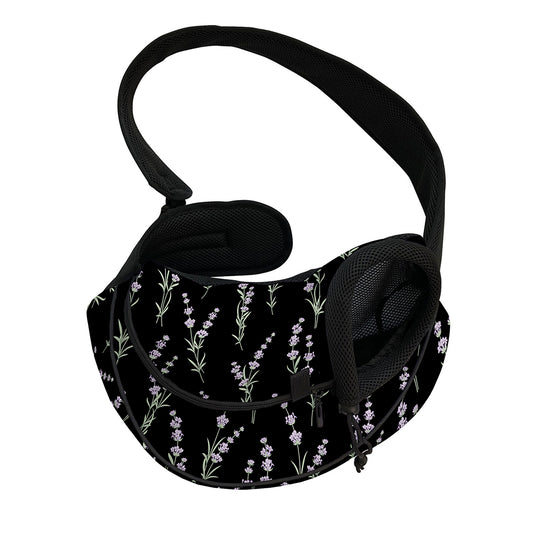 Lavender Flowers Pattern Print Pet Sling Carrier