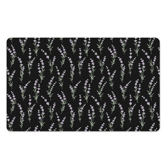 Lavender Flowers Pattern Print Polyester Doormat