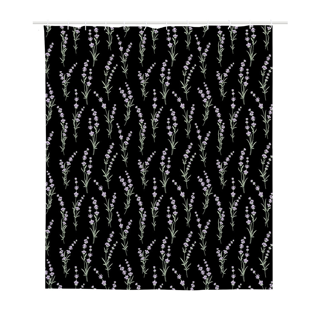Lavender Flowers Pattern Print Polyester Shower Curtain