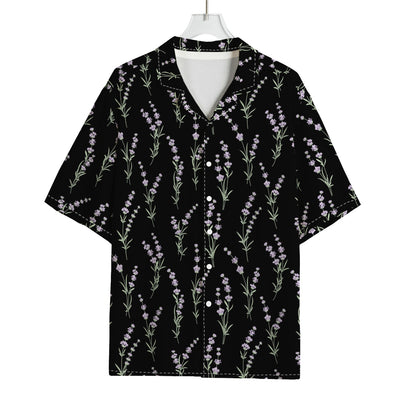 Lavender Flowers Pattern Print Rayon Hawaiian Shirt