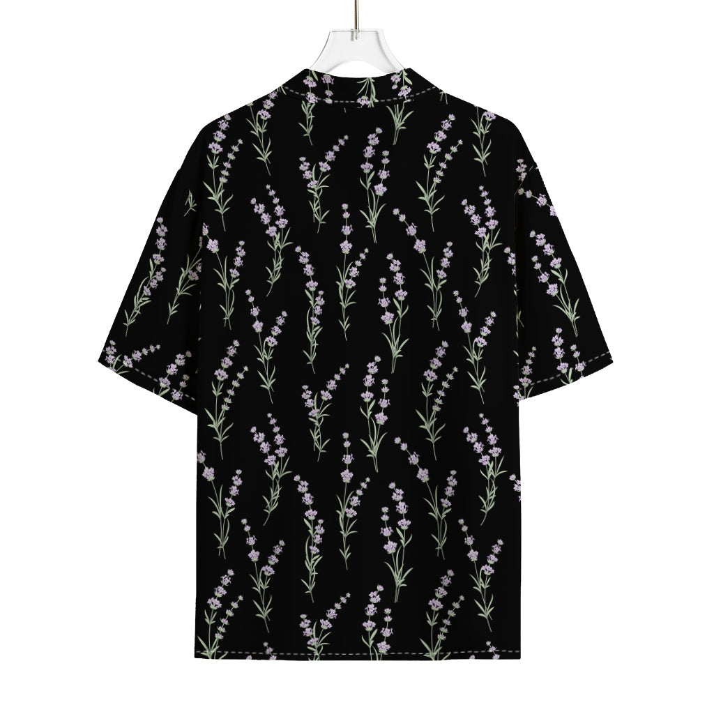 Lavender Flowers Pattern Print Rayon Hawaiian Shirt