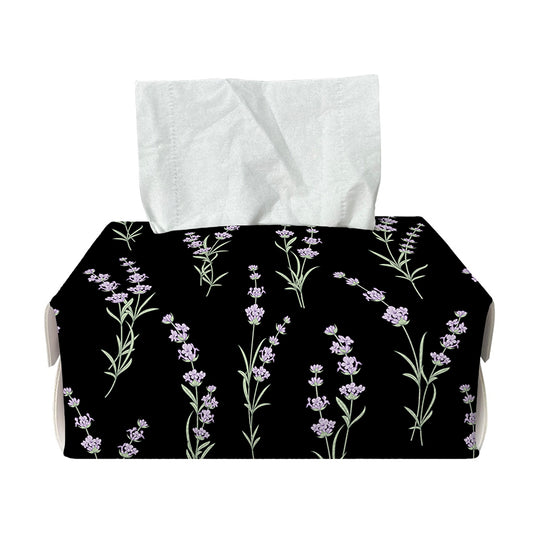Lavender Flowers Pattern Print Rectangle Tissue Box Cover