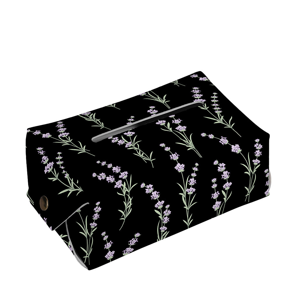 Lavender Flowers Pattern Print Rectangle Tissue Box Cover