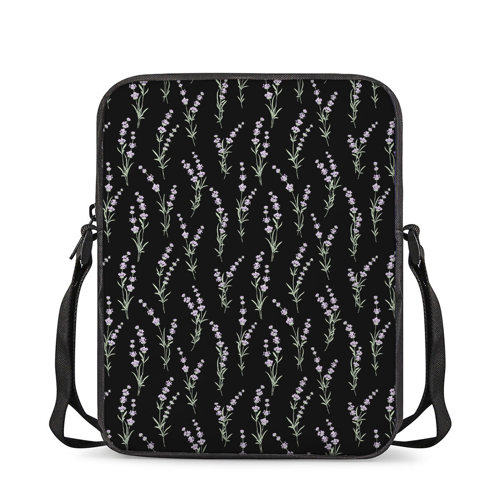 Lavender Flowers Pattern Print Rectangular Crossbody Bag