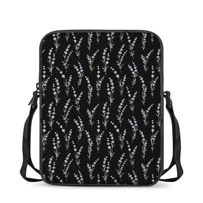 Lavender Flowers Pattern Print Rectangular Crossbody Bag