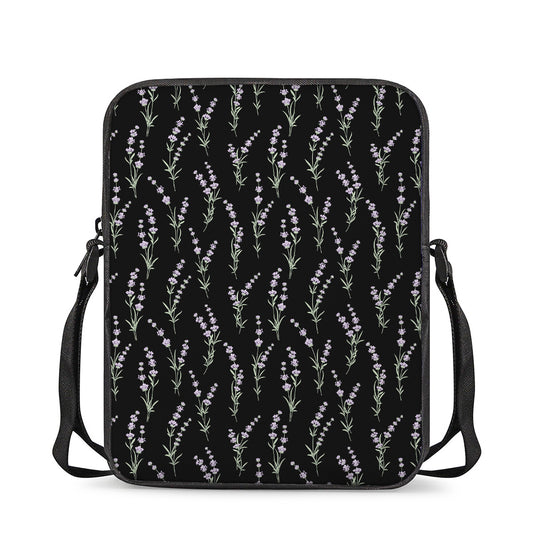 Lavender Flowers Pattern Print Rectangular Crossbody Bag