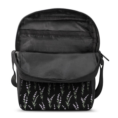 Lavender Flowers Pattern Print Rectangular Crossbody Bag