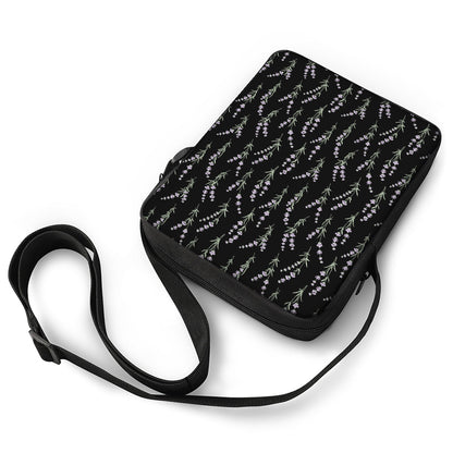 Lavender Flowers Pattern Print Rectangular Crossbody Bag