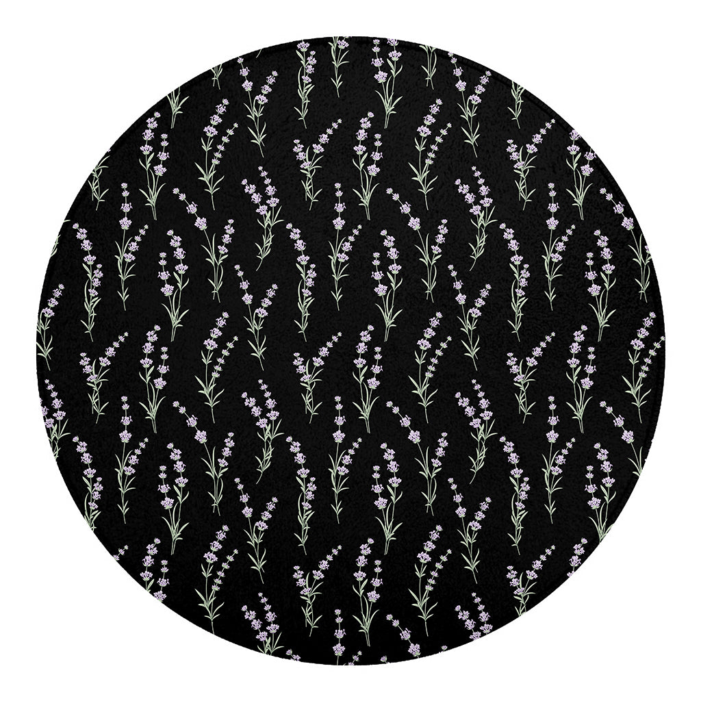 Lavender Flowers Pattern Print Round Blanket