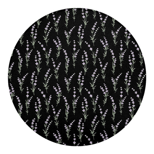 Lavender Flowers Pattern Print Round Blanket