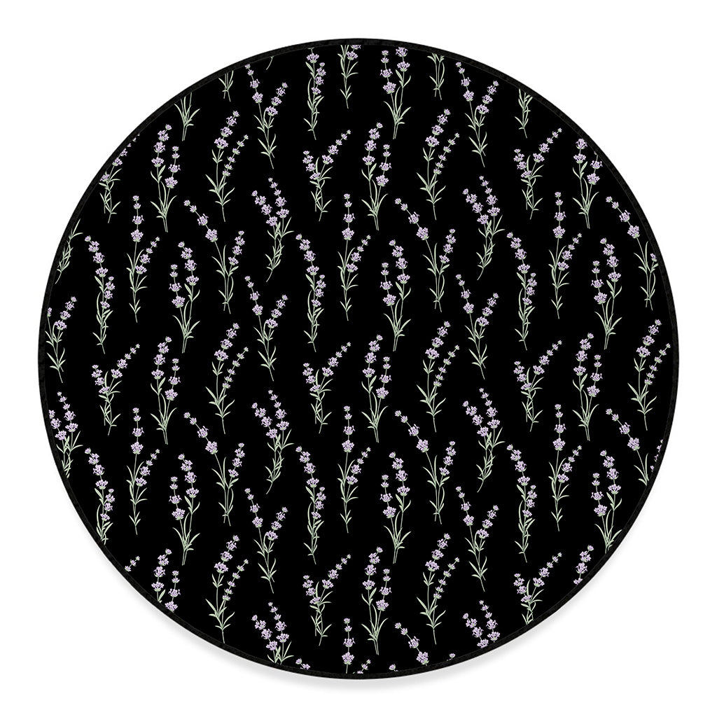 Lavender Flowers Pattern Print Round Floor Mat