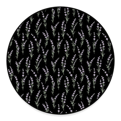 Lavender Flowers Pattern Print Round Floor Mat