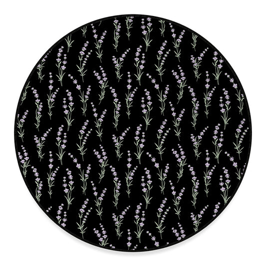 Lavender Flowers Pattern Print Round Floor Mat