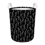 Lavender Flowers Pattern Print Round Laundry Basket