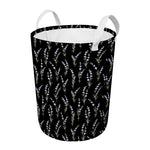 Lavender Flowers Pattern Print Round Laundry Basket