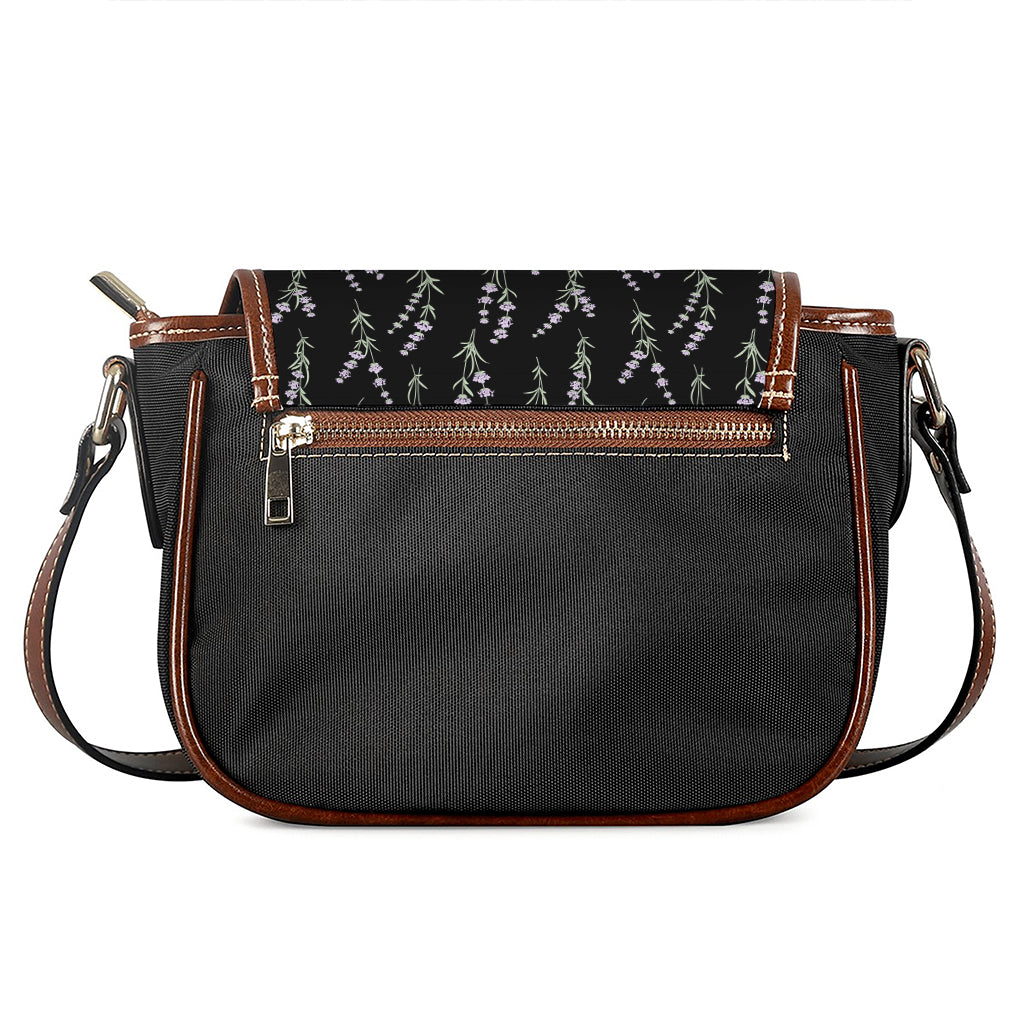 Lavender Flowers Pattern Print Saddle Bag