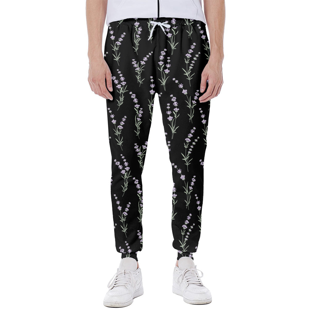 Lavender Flowers Pattern Print Scuba Joggers